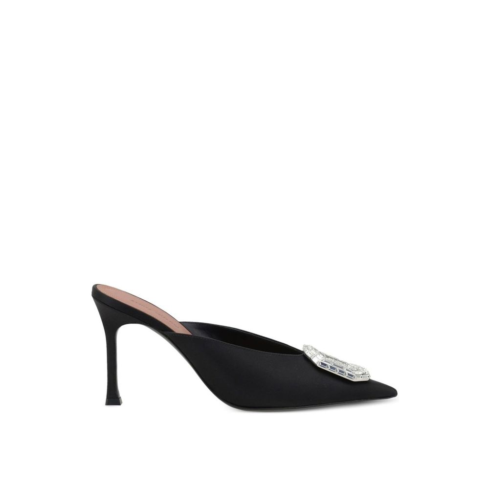 Amina Muaddi Black Silk Mules
