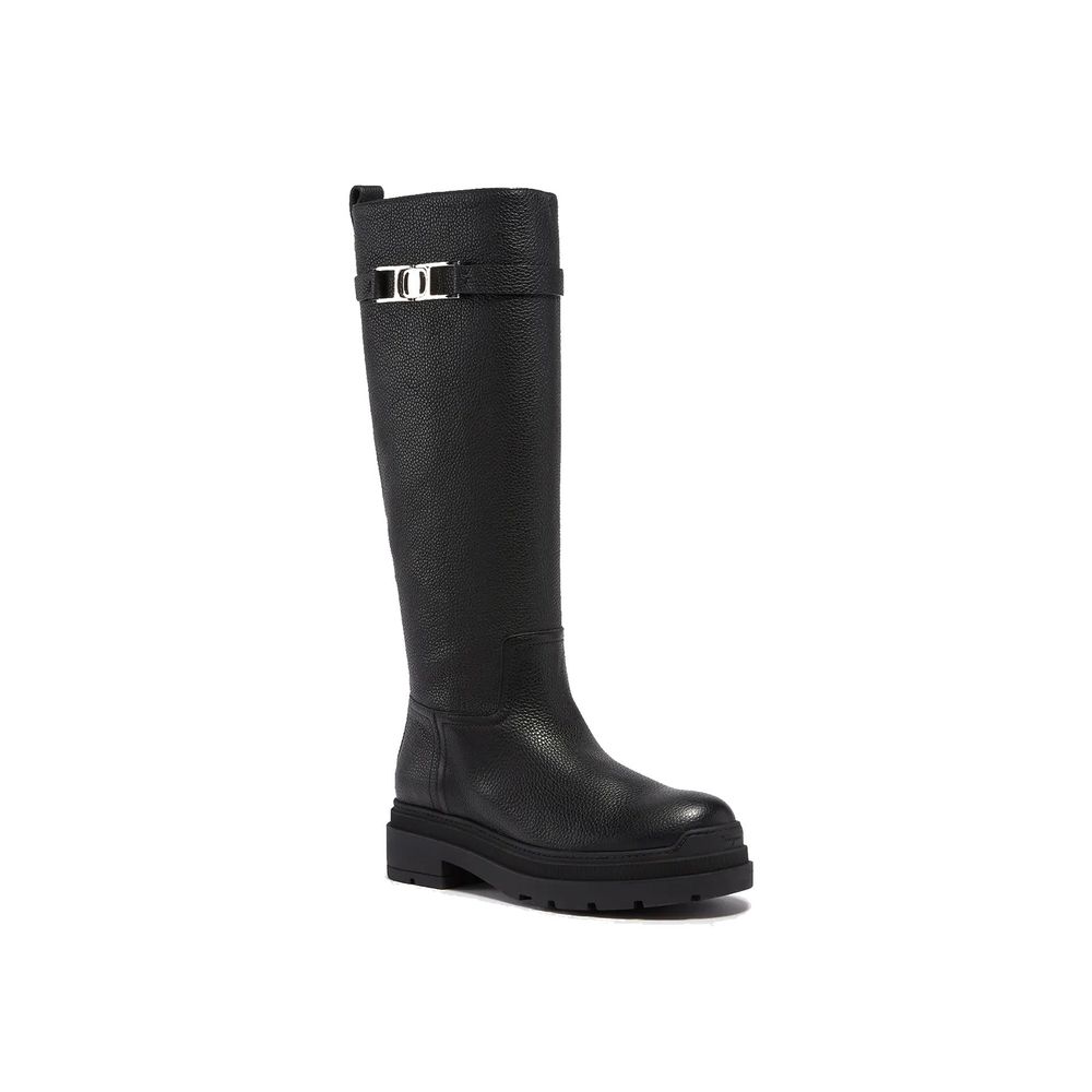 Salvatore Ferragamo Black Calfskin Flat Boots