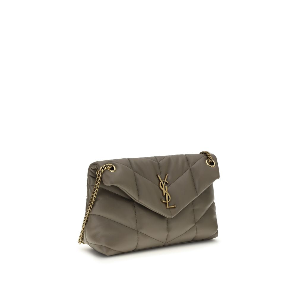 Saint Laurent Gray Lamb Leather Shoulder Bag