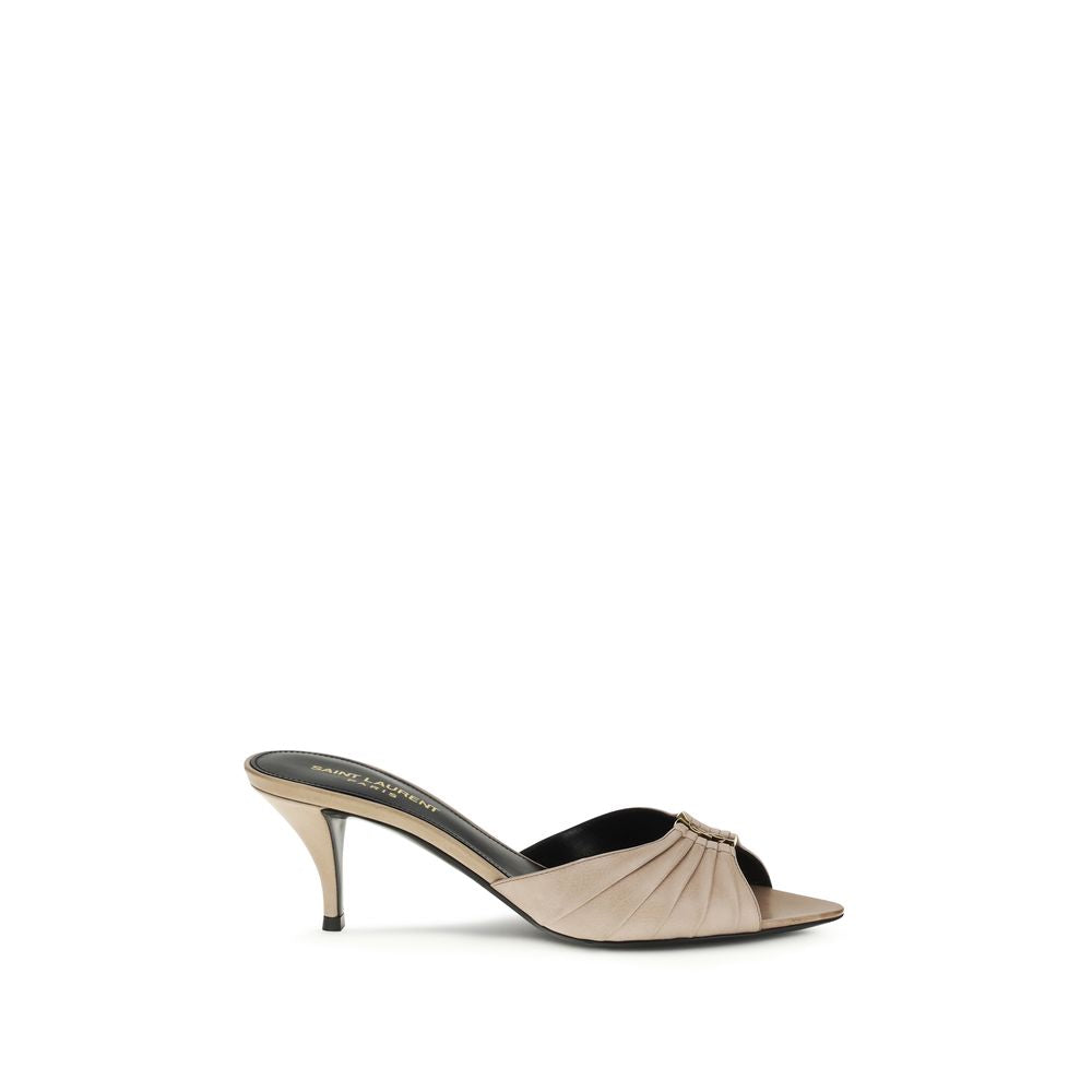 Saint Laurent Beige Calf Leather Bos Taurus Mules