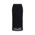 Max Mara Pure Black Cotton Midi Skirt