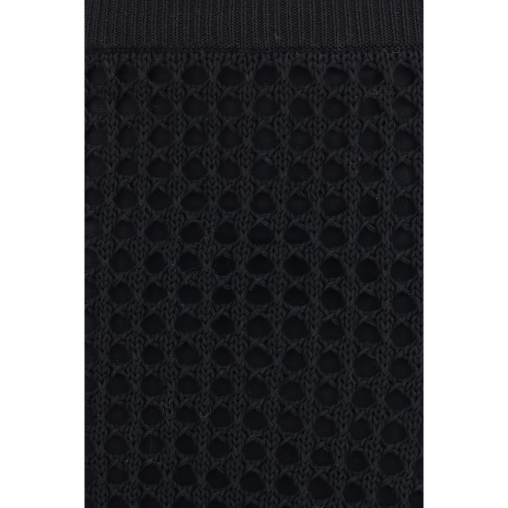 Max Mara Pure Black Cotton Midi Skirt