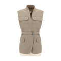 Brunello Cucinelli Beige Cotton Sleveless Jacket