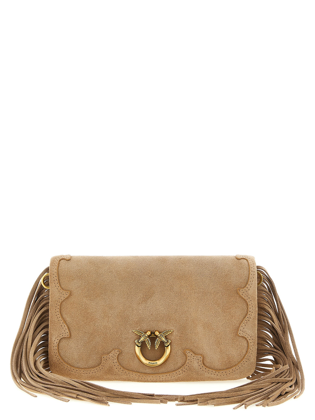 PINKO Beige Lamb Leather Clutch Bag
