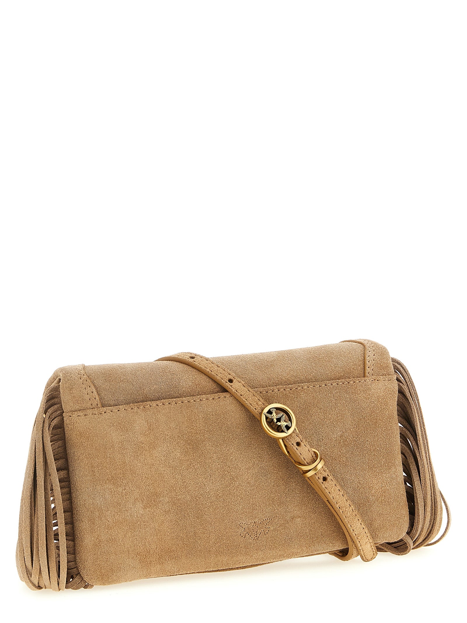 PINKO Beige Lamb Leather Clutch Bag