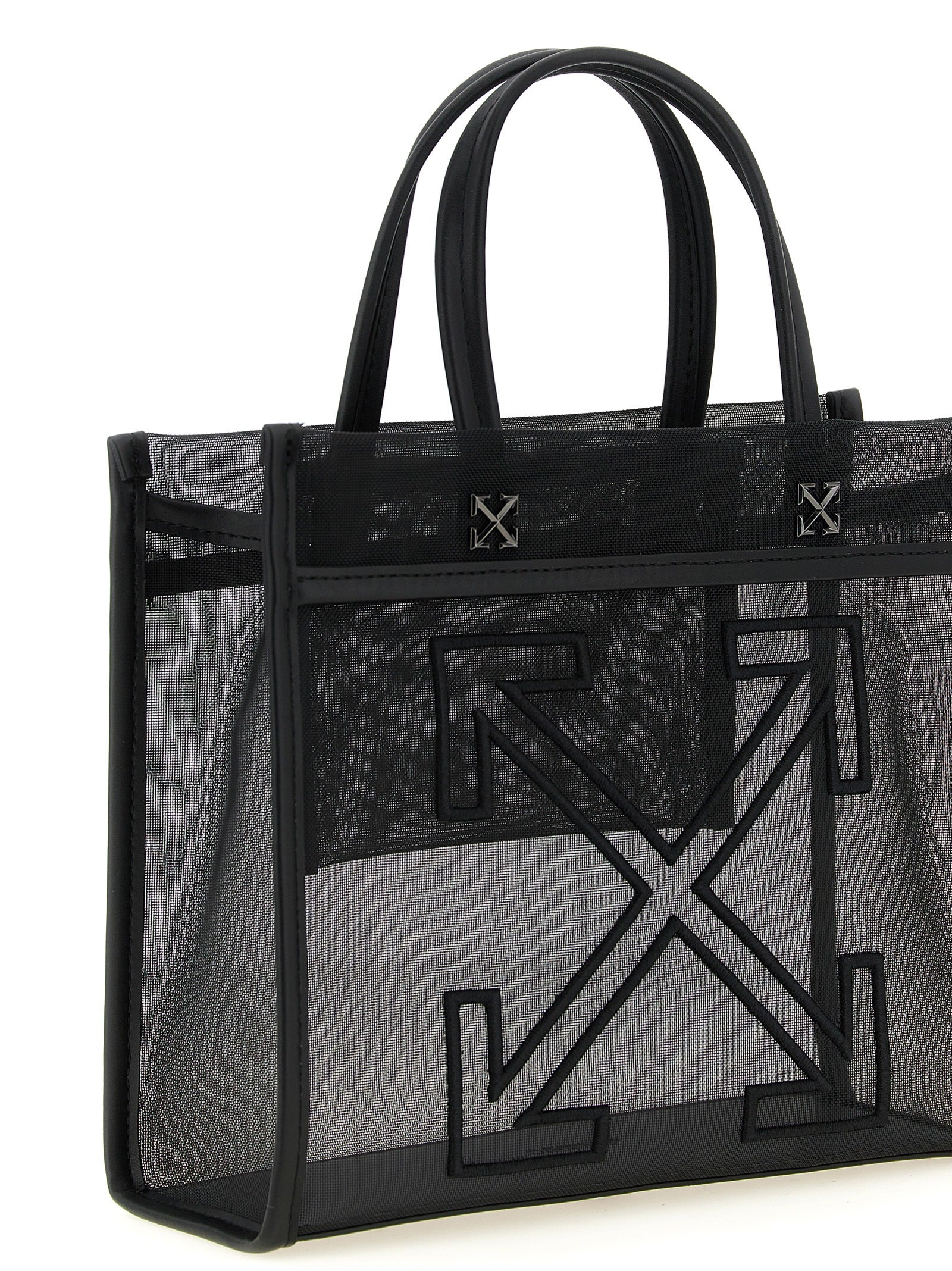 Off-White Black Polyester Tote Bag