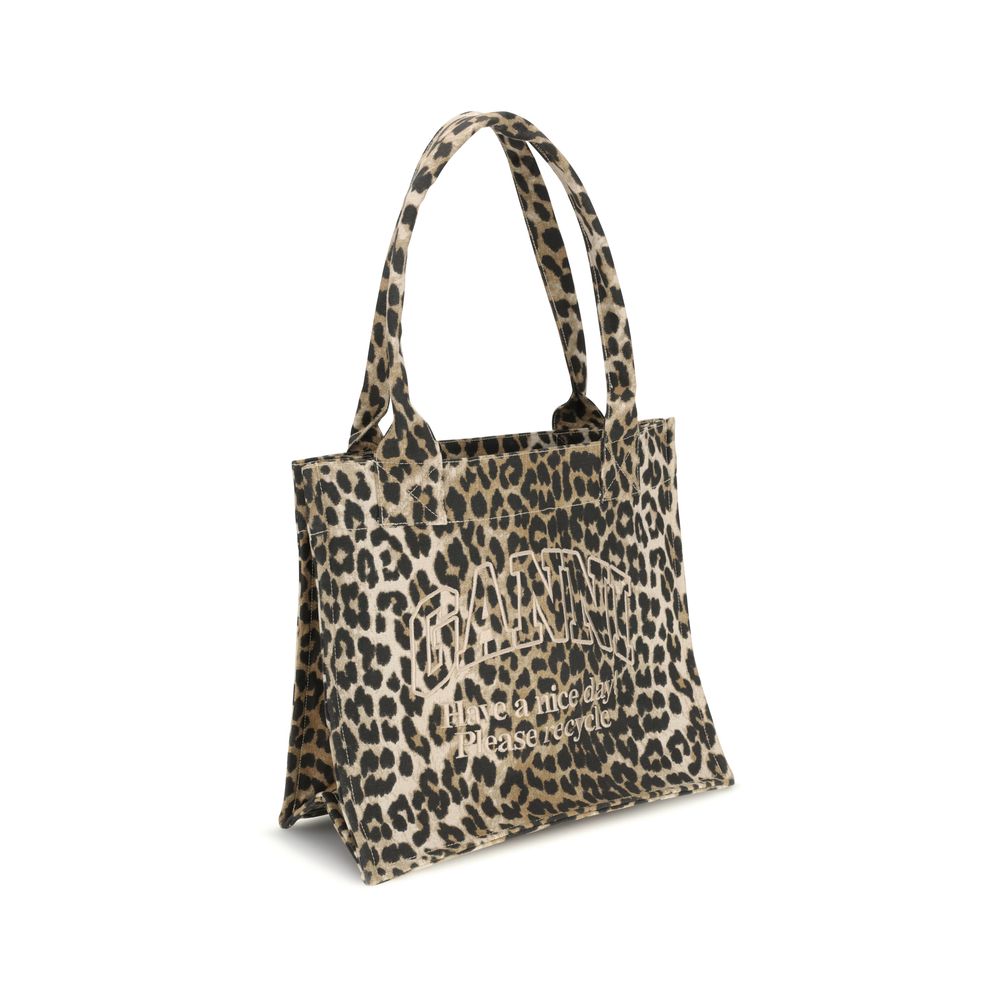 Ganni Brown Cotton Shoulder Bag