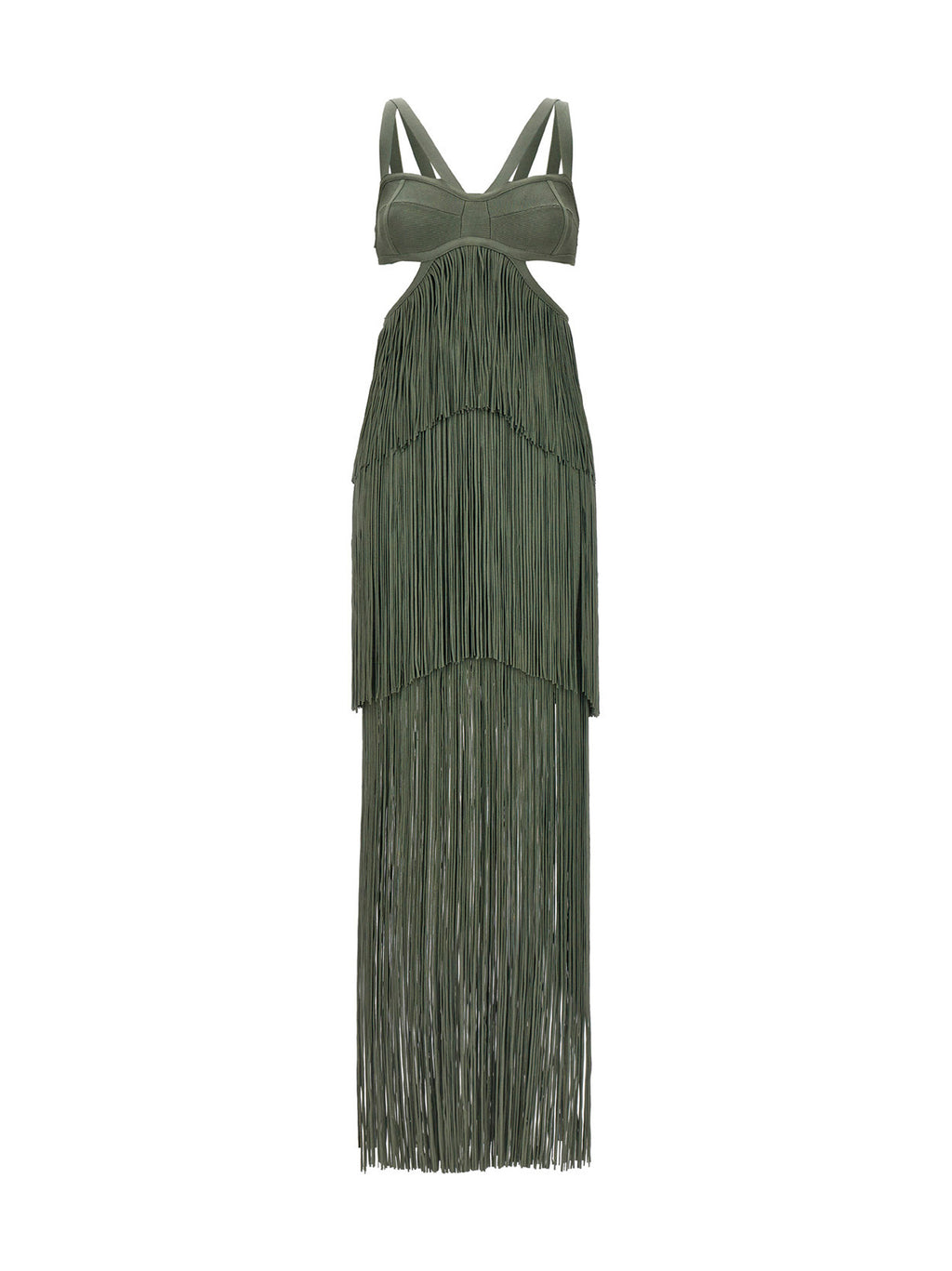 Hervé Léger Bicolor Rayon Long Dress