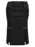 Alessandra Rich Black Wool Midi Skirt