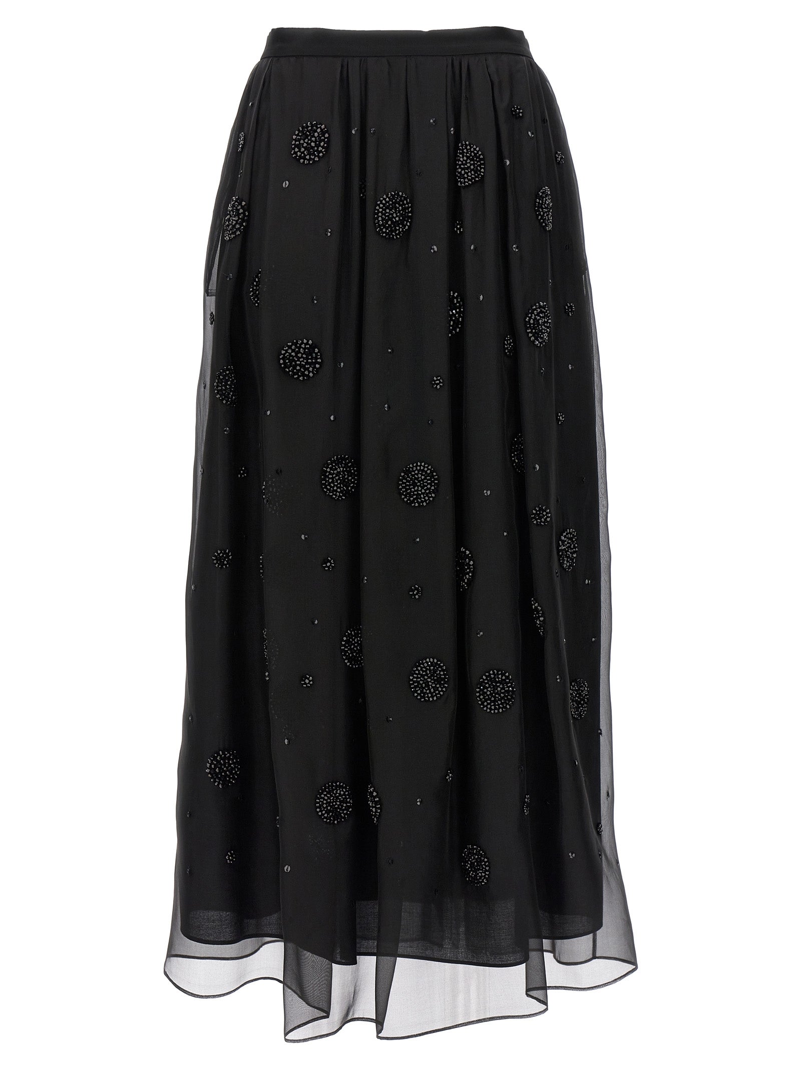 Max Mara Black Silk Midi Skirt