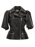 Alexander McQueen Black Lamb Leather Sleeveless Jacket