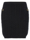 Alessandra Rich Black Wool Long Skirt