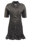 Ganni Black Cotton Short Dress