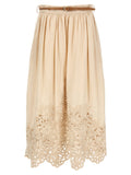 Zimmermann Beige Linen Midi Skirt
