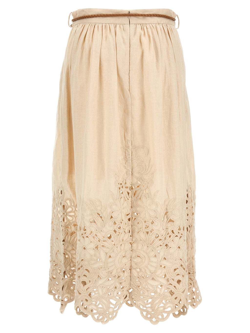 Zimmermann Beige Linen Midi Skirt