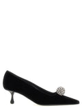 Jimmy Choo Black Textile Mid Heel Pumps