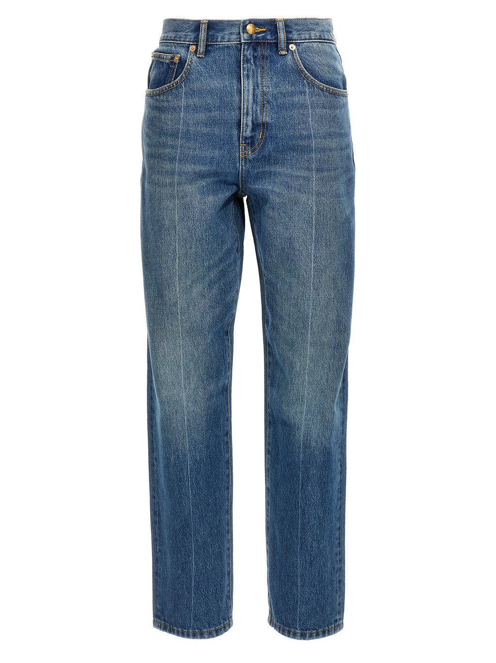 Tory Burch Blue Cotton High-Waisted Jean