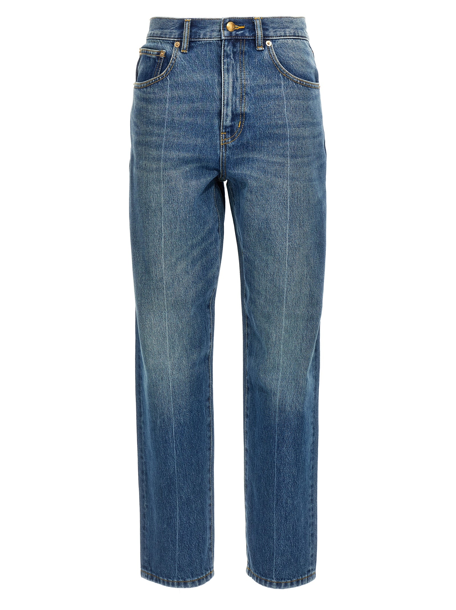 Tory Burch Blue Cotton High-Waisted Jean