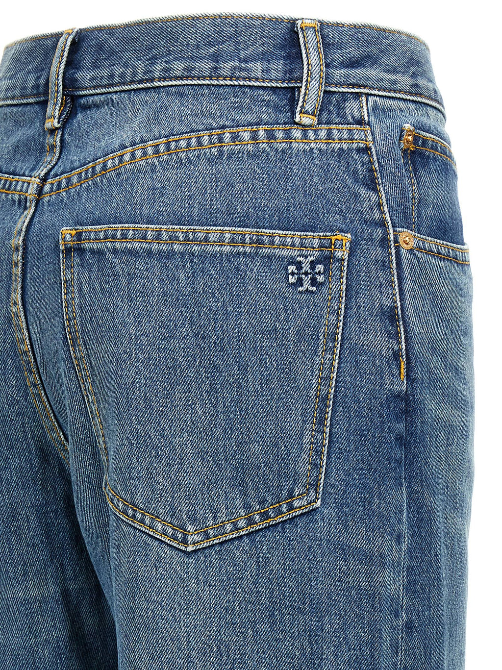 Tory Burch Blue Cotton High-Waisted Jean