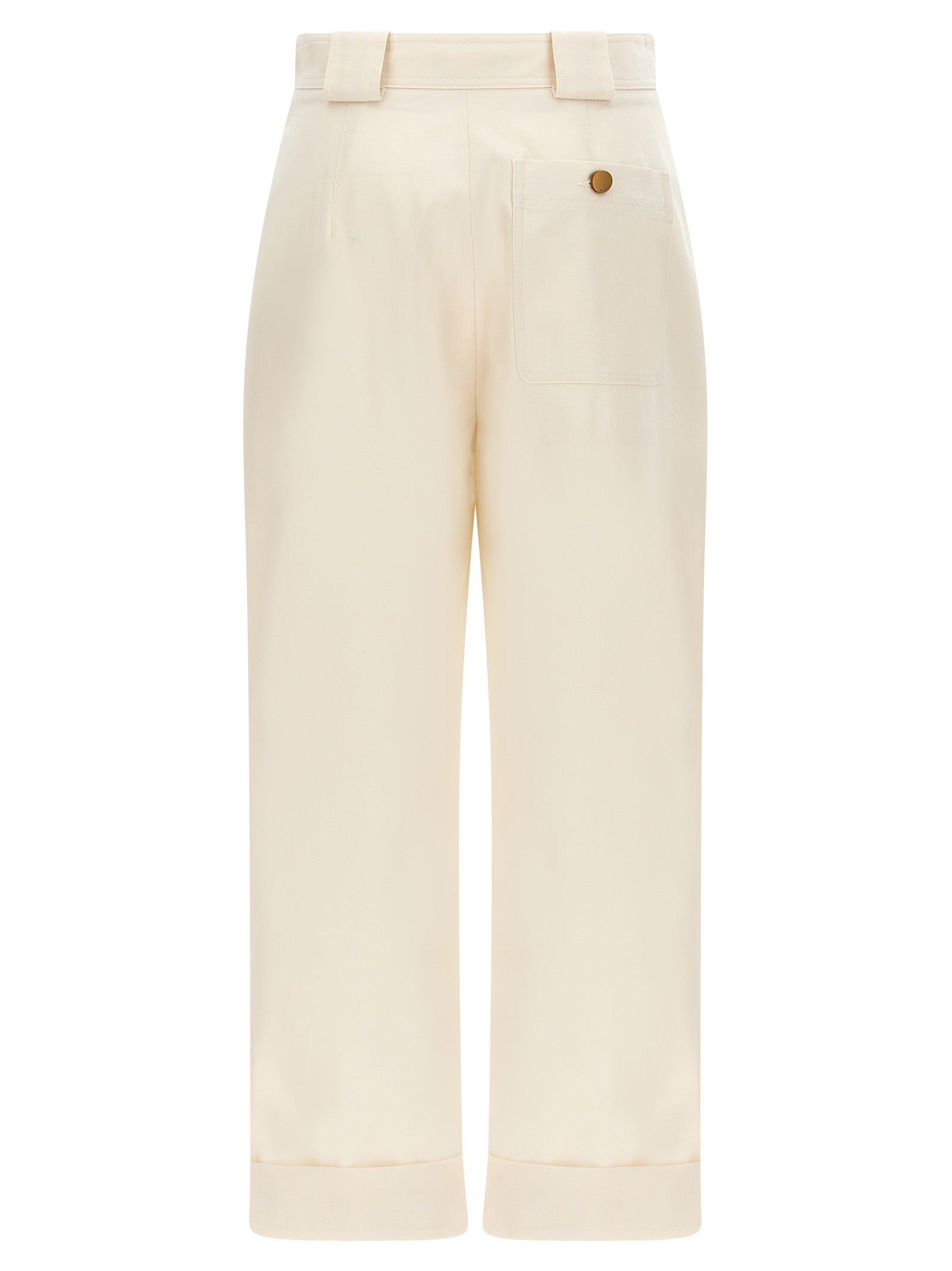 Max Mara White Cotton Casual Pants