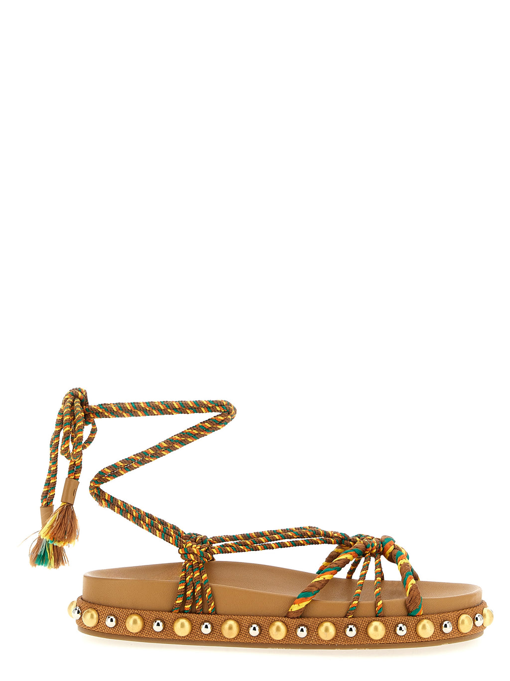 Aquazzura Multicolor Jute Flat Sandals
