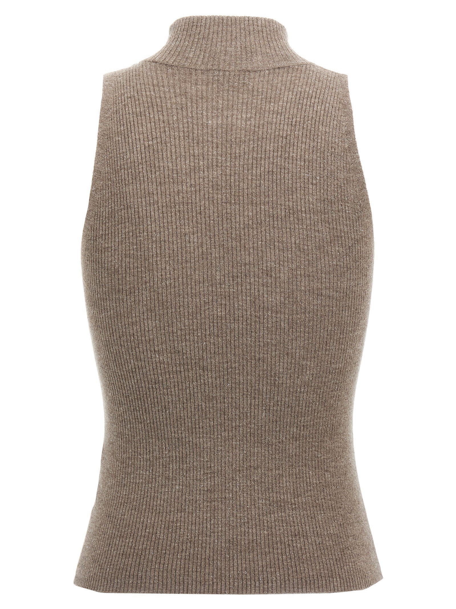 Brunello Cucinelli Brown Cashmere Sleeveles Sweater