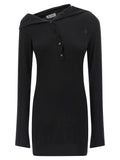 The Attico Black Virgin Wool Short Dress
