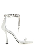 Jimmy Choo Silver Leather Stiletto Heel Sandals