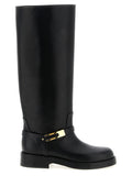 Elisabetta Franchi Black Calfskin Over The Knee