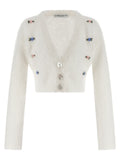 Alessandra Rich White Wool Cardigan