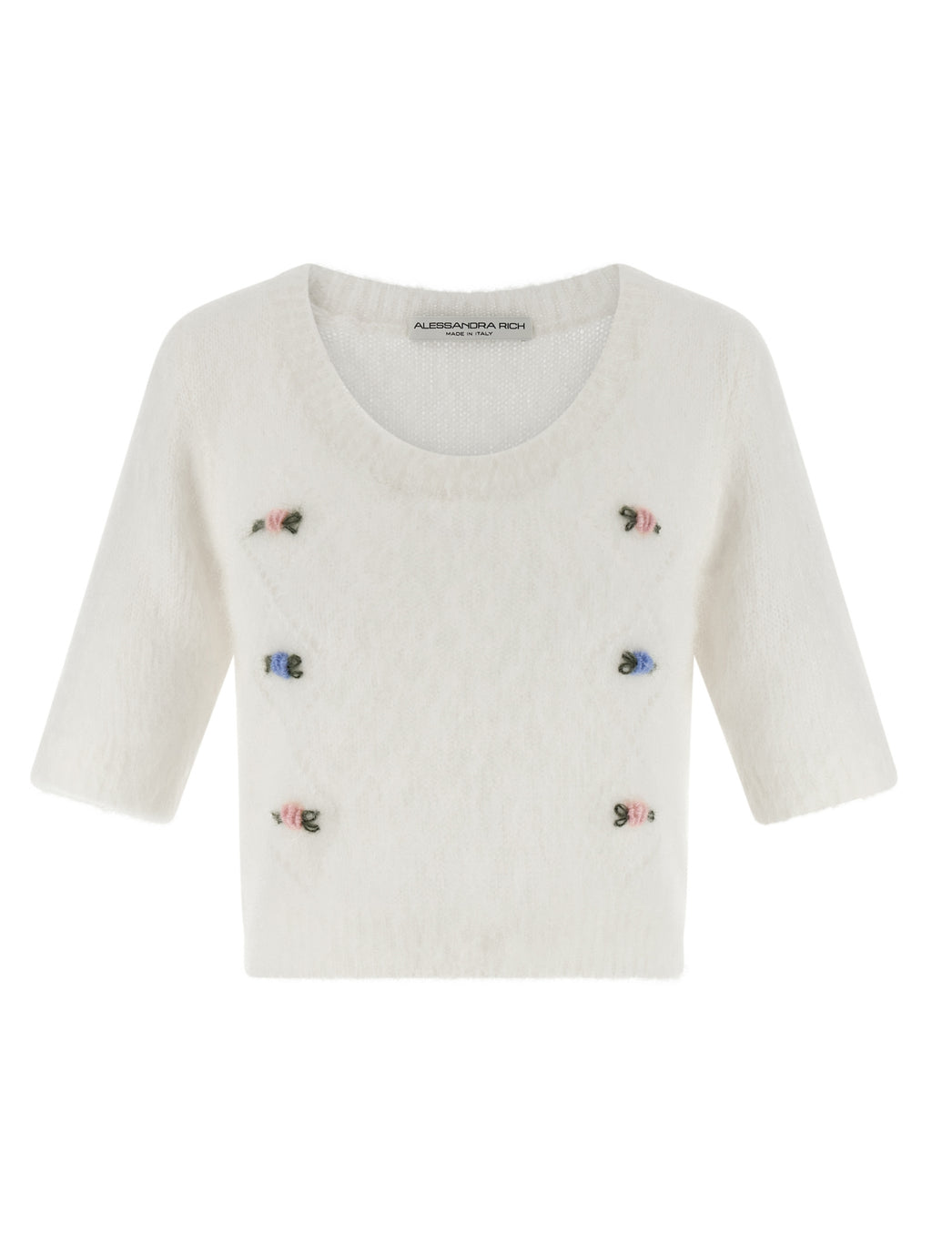Alessandra Rich White Wool Cardigan
