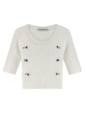 Alessandra Rich White Wool Cardigan