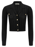 Alessandra Rich Black Cotton Cardigan