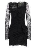 Alessandra Rich Black Organic Cotton Short Dress