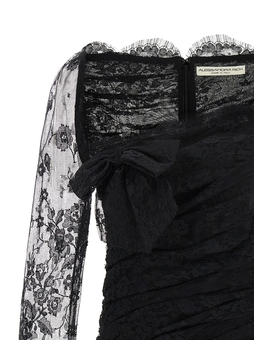 Alessandra Rich Black Organic Cotton Short Dress