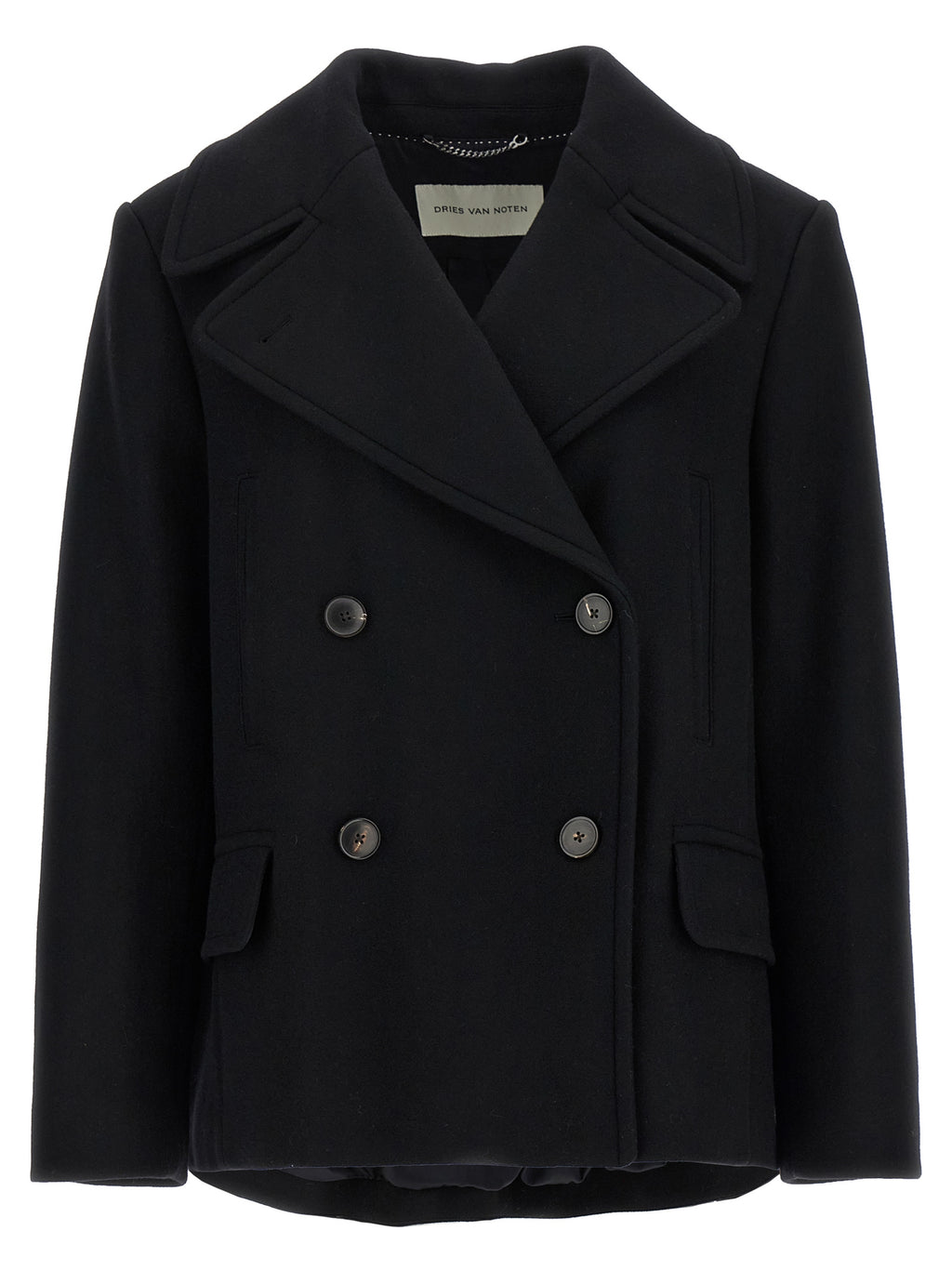Dries Van Noten Black Wool Coat