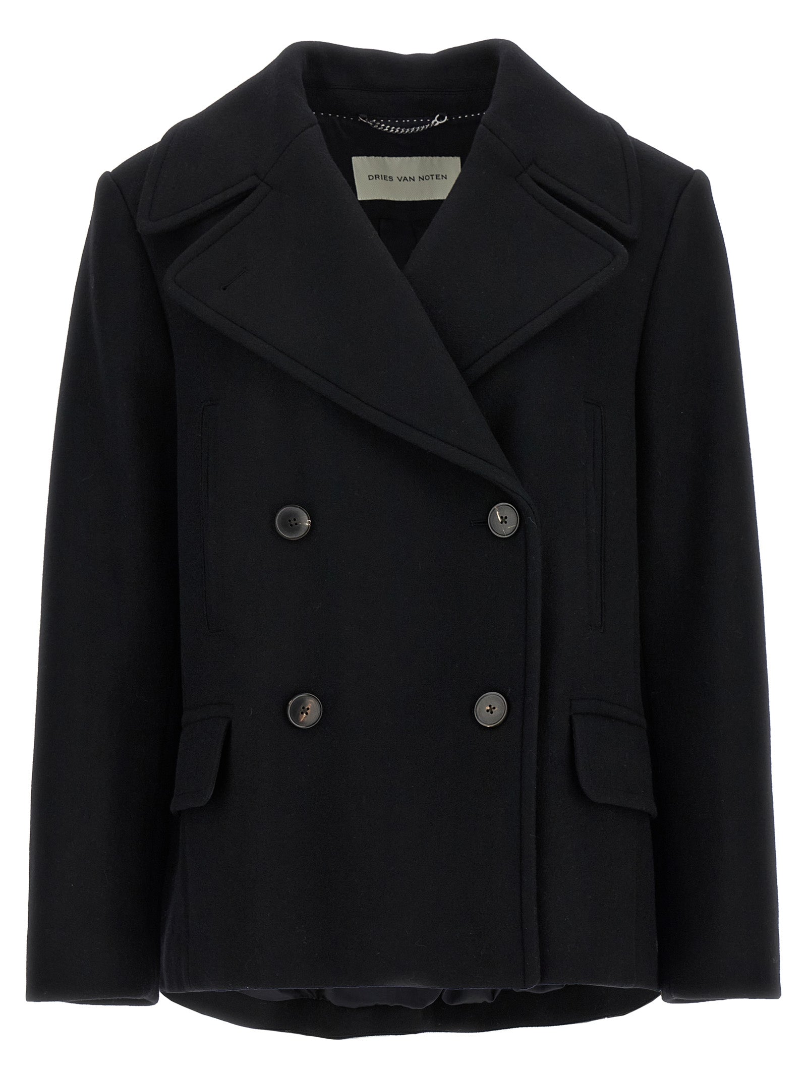 Dries Van Noten Black Wool Coat