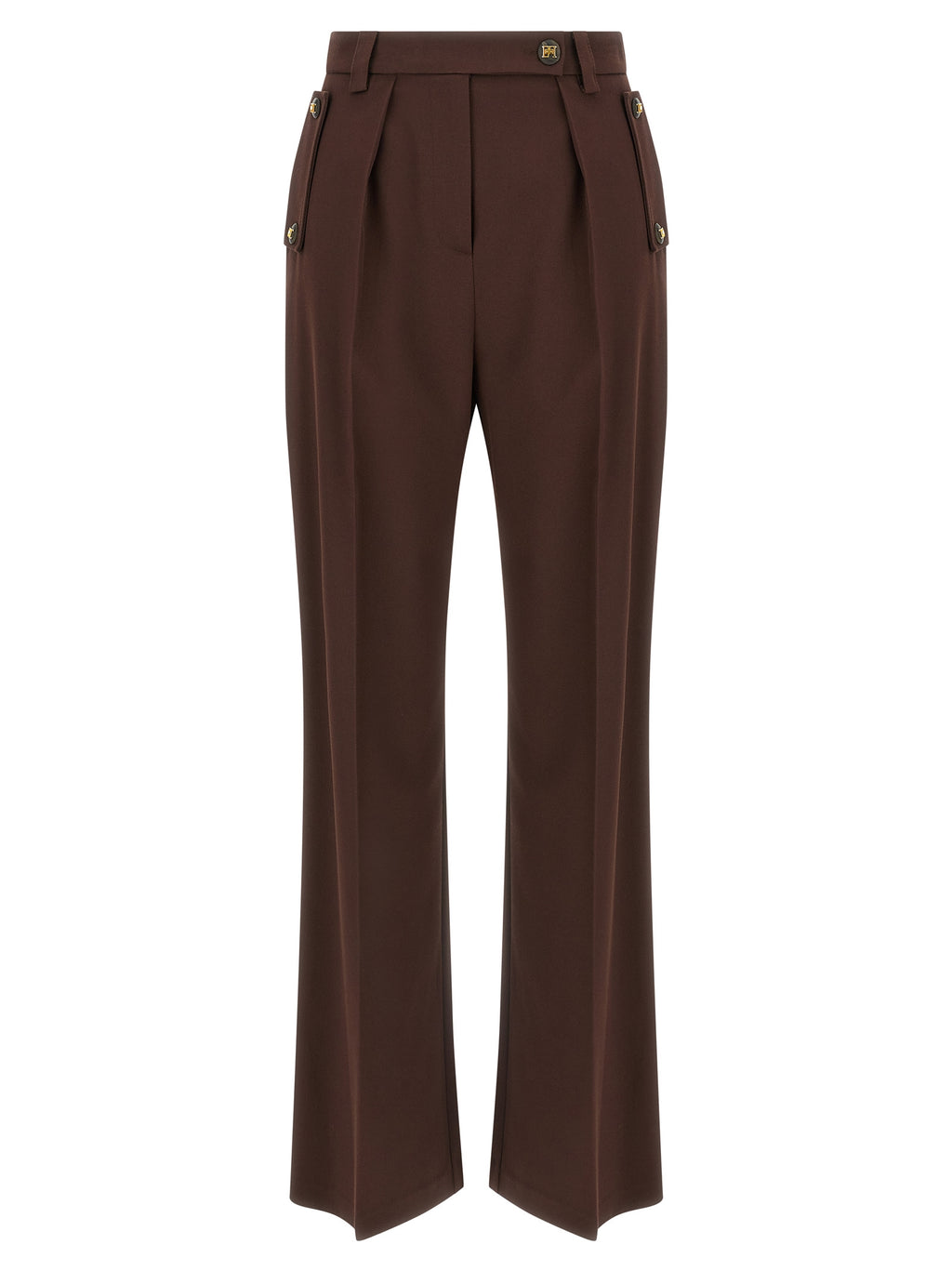 Elisabetta Franchi Brown Polyester Casual Pants