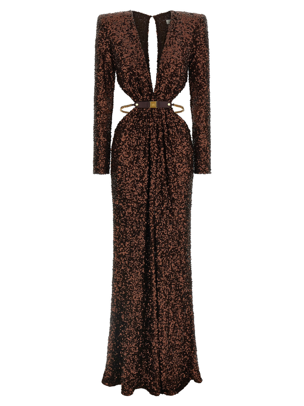 Elisabetta Franchi Brown Polyester Long Dress