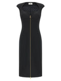 Elisabetta Franchi Black Polyester Midi Dress