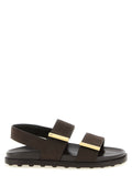 Tod's Brown Calfskin Flat Sandals