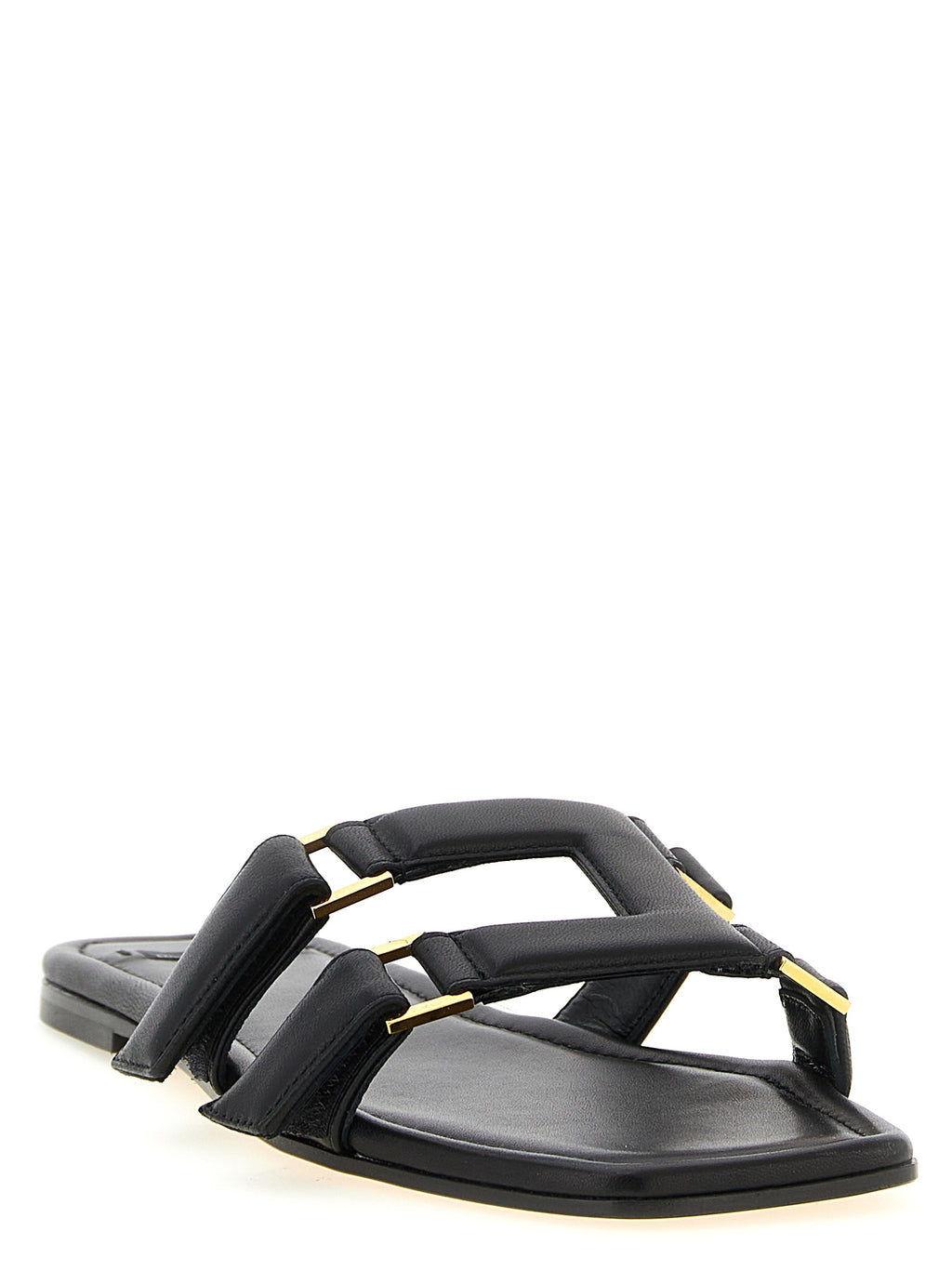 Elisabetta Franchi Black Lambskin Slides