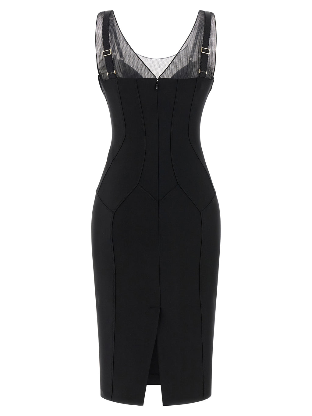 Elisabetta Franchi Black Polyamide Midi Dress