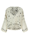 Alberta Ferretti Bicolor Linen Blouse