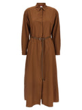 Max Mara Brown Cotton Long Dress