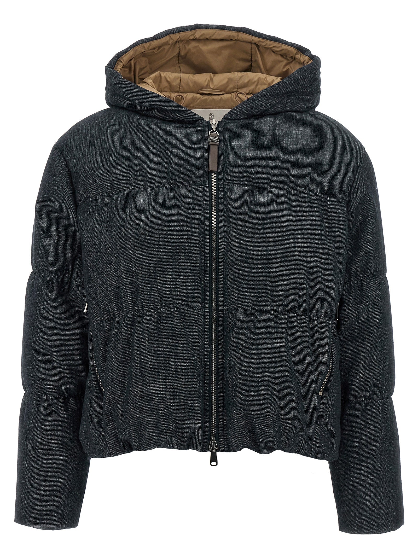 Brunello Cucinelli Blue Cotton Full-Length Jacket