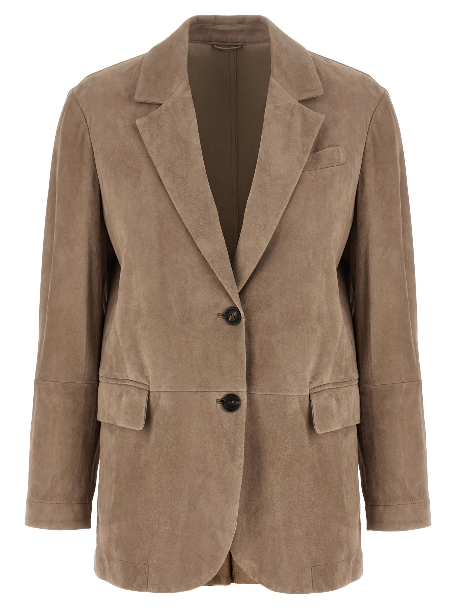 Brunello Cucinelli Beige Lamb Leather Blazer