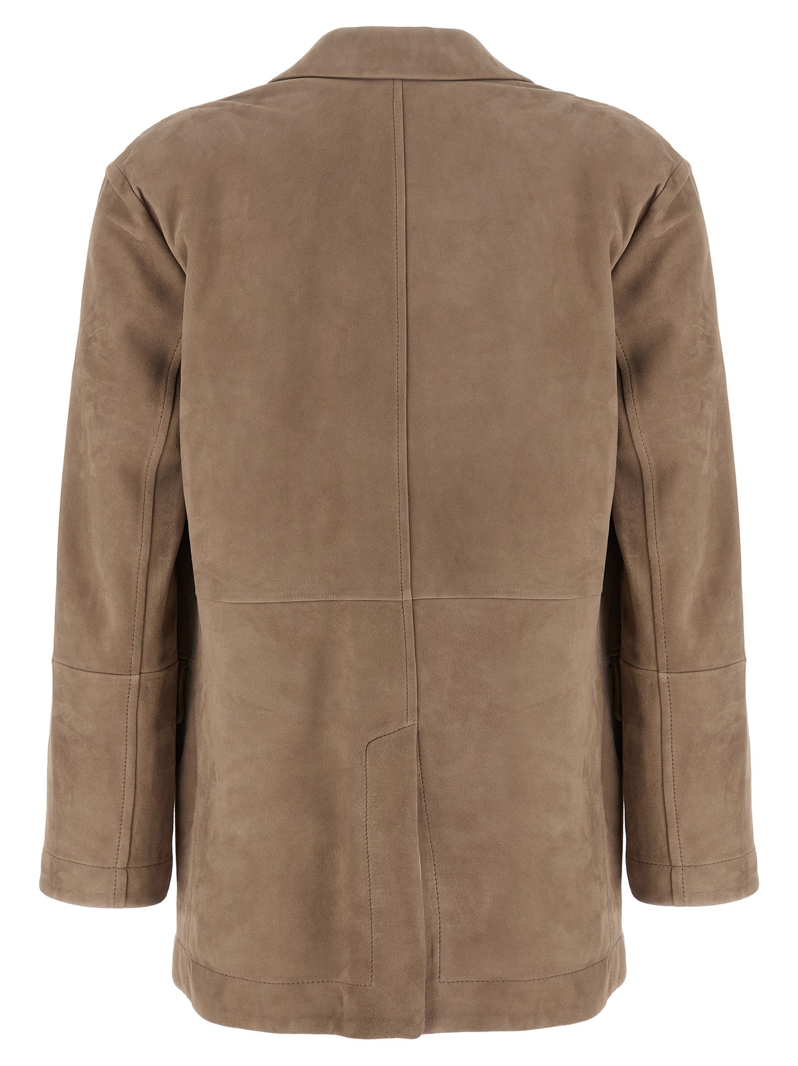 Brunello Cucinelli Beige Lamb Leather Blazer