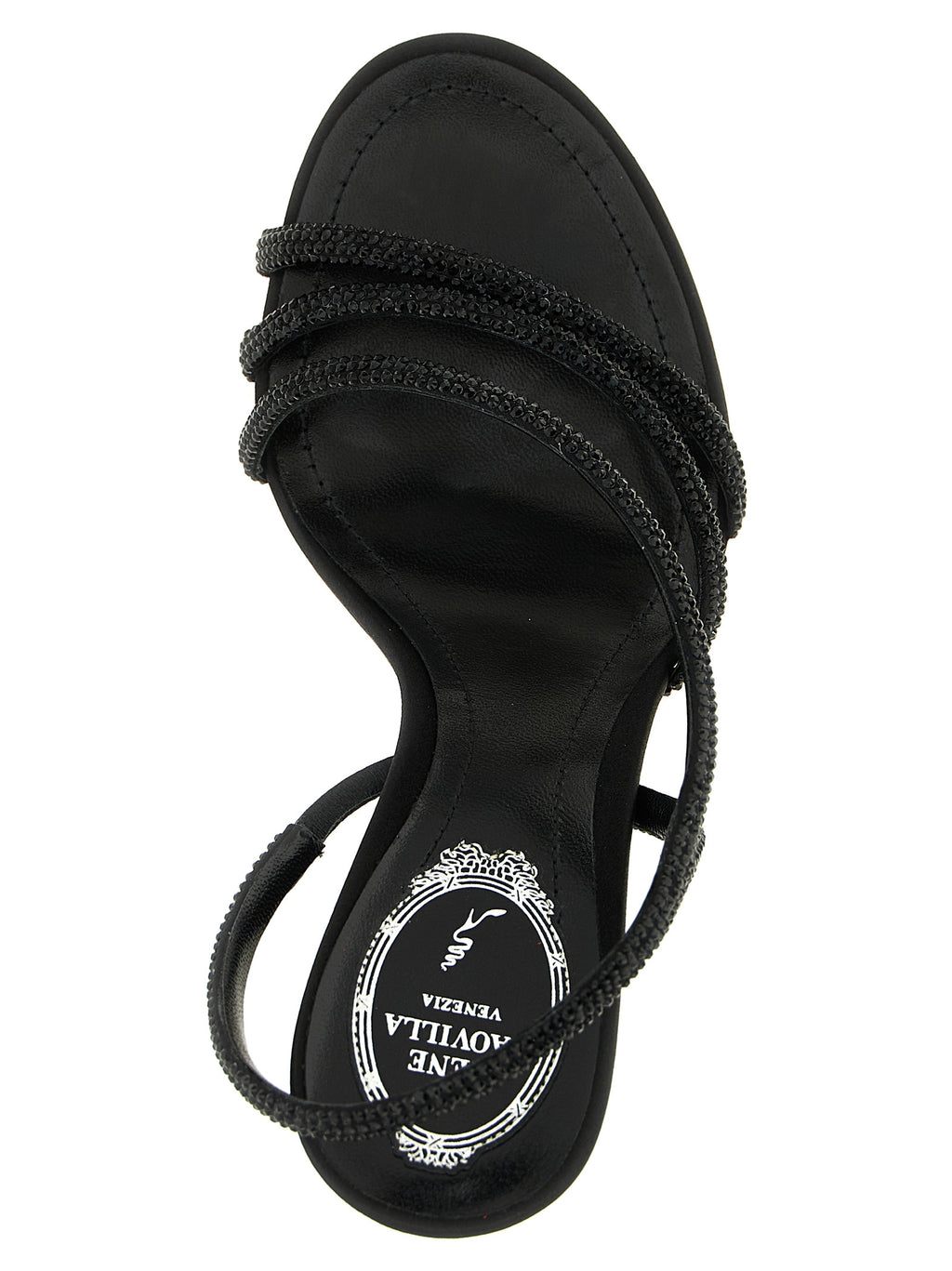 RENE CAOVILLA Black Viscose Stiletto Heel Sandals
