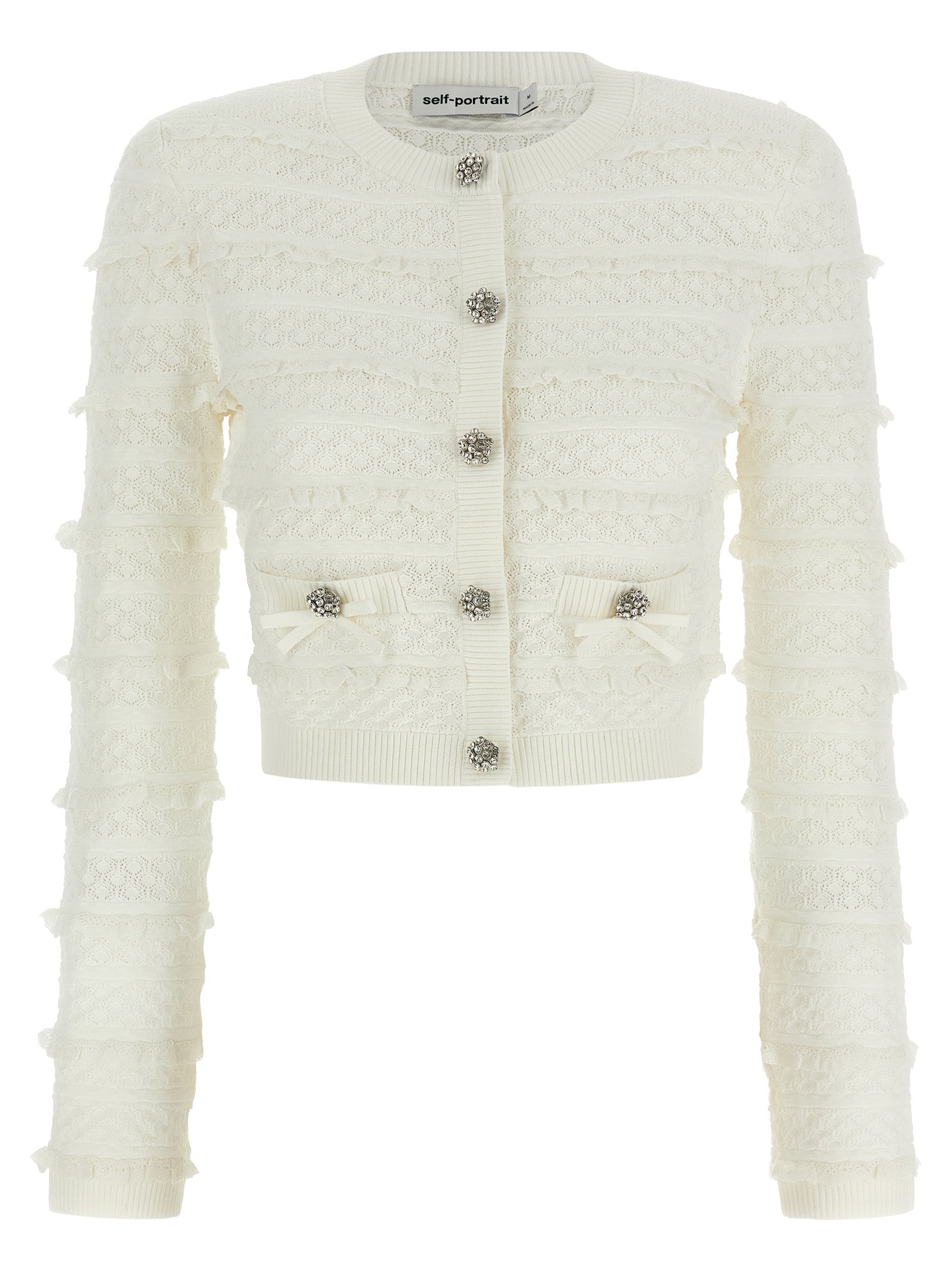 Self-Portrait White Viscose Cardigan
